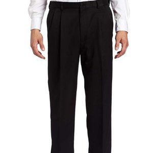 Haggar Mens Hidden ExpandWaist Pleated 34x32 Black